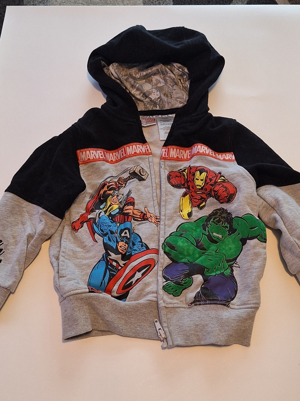 Marvel Kids Hoodie with Avengers Graphics - Grey, Black, Green, Red, Blue Size4T
